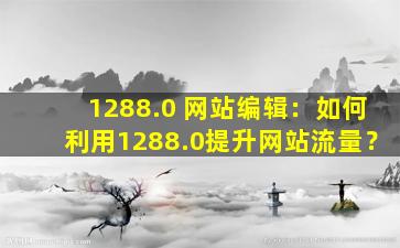 1288.0 网站编辑：如何利用1288.0提升网站流量？